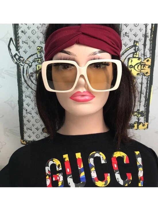 New Authentic Gucci GG0567SAN 006 Cream Sunglasses with Yellow Lenses main image 5